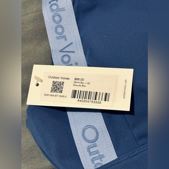 *NWT* Outdoor Voices OV Snacks Bra Denim/Sky Blue Pocket Size XS - Picture 3 of 7